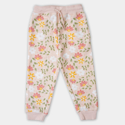 Girls Pyjama Flower Printed - Light Peach