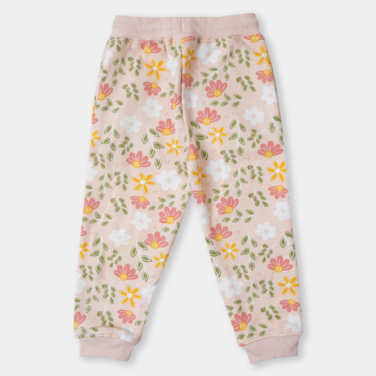 Girls Pyjama Flower Printed - Light Peach