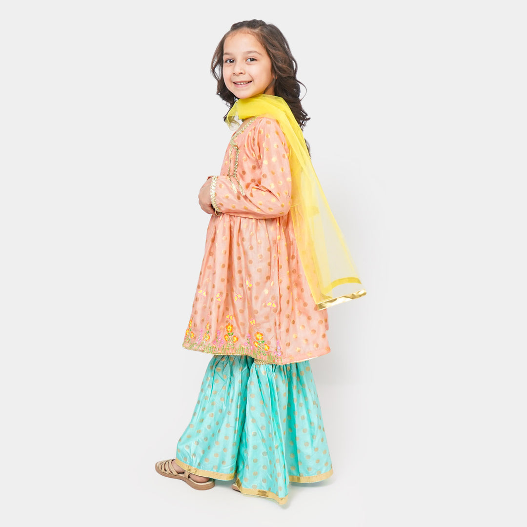 Girls 3Pcs Fancy Suit Little Garden - Pink