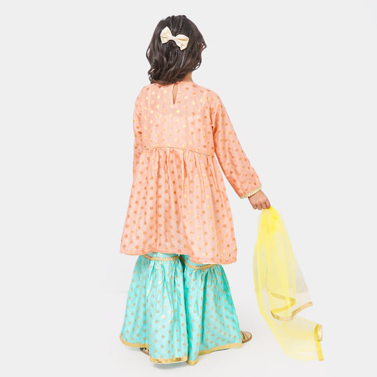 Girls 3Pcs Fancy Suit Little Garden - Pink