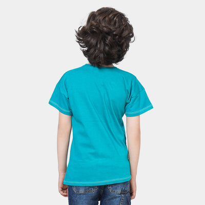 Boys Cotton T-Shirt Slow Life - Petrol Green