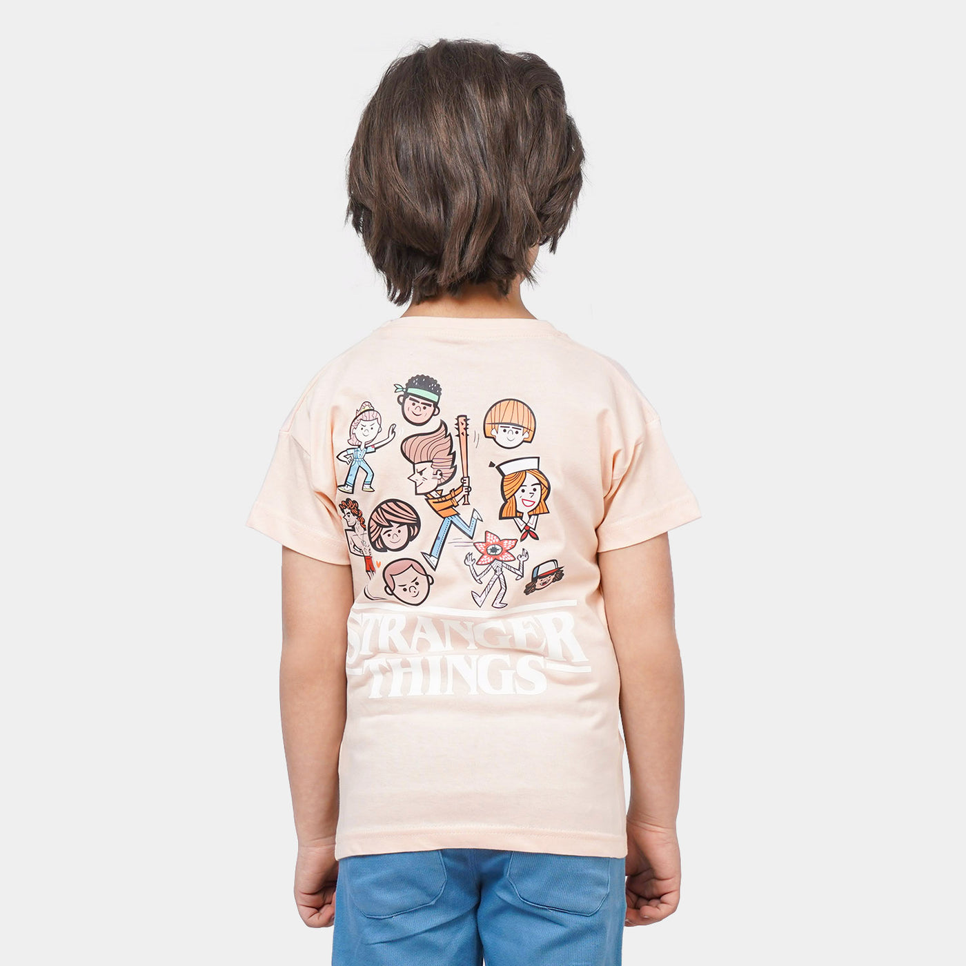 Boys Cotton T-Shirt  Stranger Things - Peach