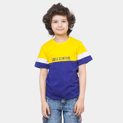 Boys Cotton T-Shirt Loose Control - Blue/Yellow