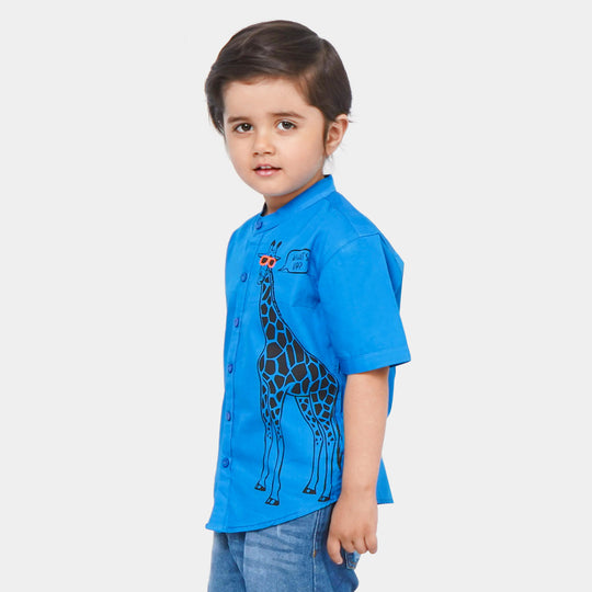 Boys Cotton Casual Shirt What's Up | Royal Blue
