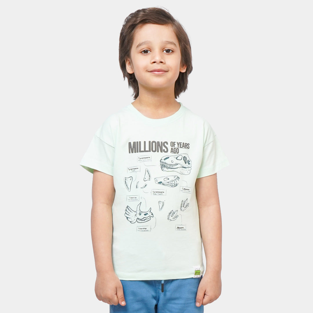 Boys Cotton T-Shirt Million Years - Sea Green