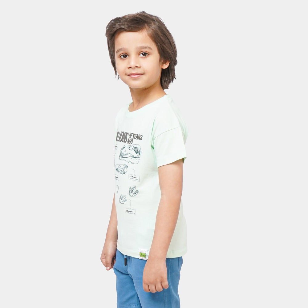 Boys Cotton T-Shirt Million Years - Sea Green