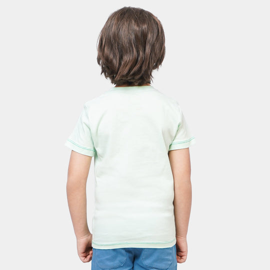 Boys Cotton T-Shirt Draw T-Rex - Sea Green