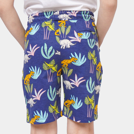 Boys Terry Short Tropical Dino - Navy Blue