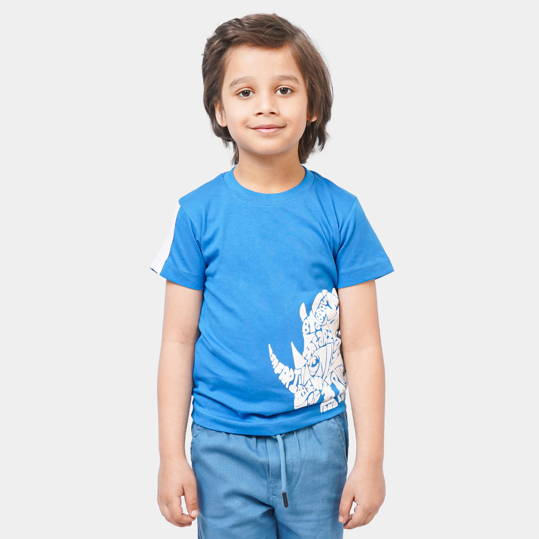 Boys Cotton T-Shirt Triceratops - Blue