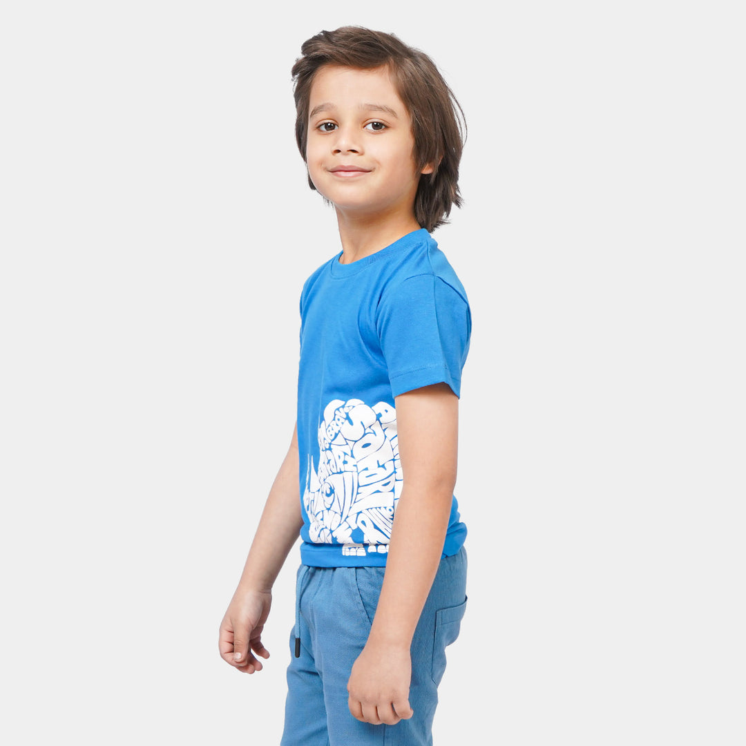 Boys Cotton T-Shirt Triceratops - Blue