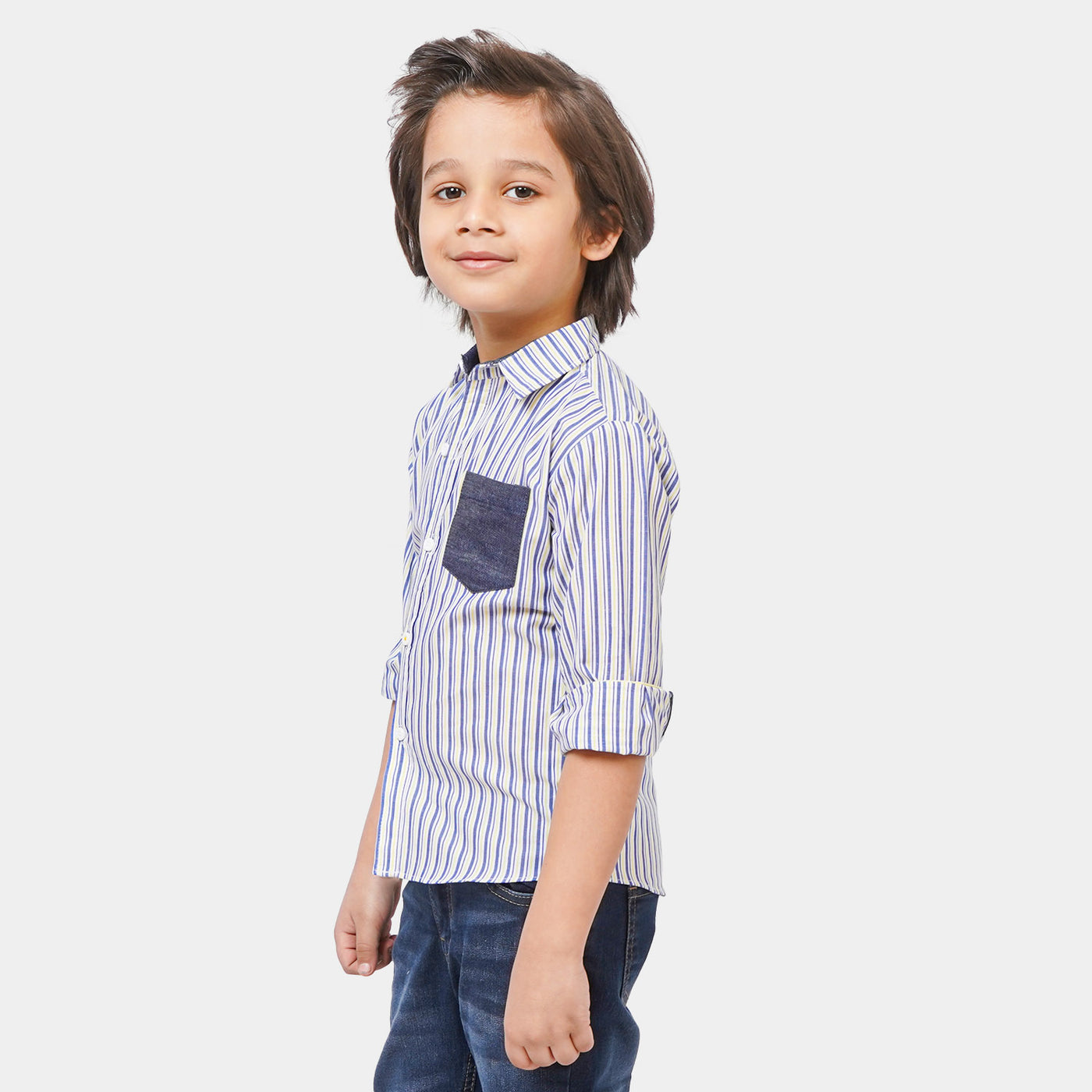 Boys Cotton Casual Shirt Striper - Blue
