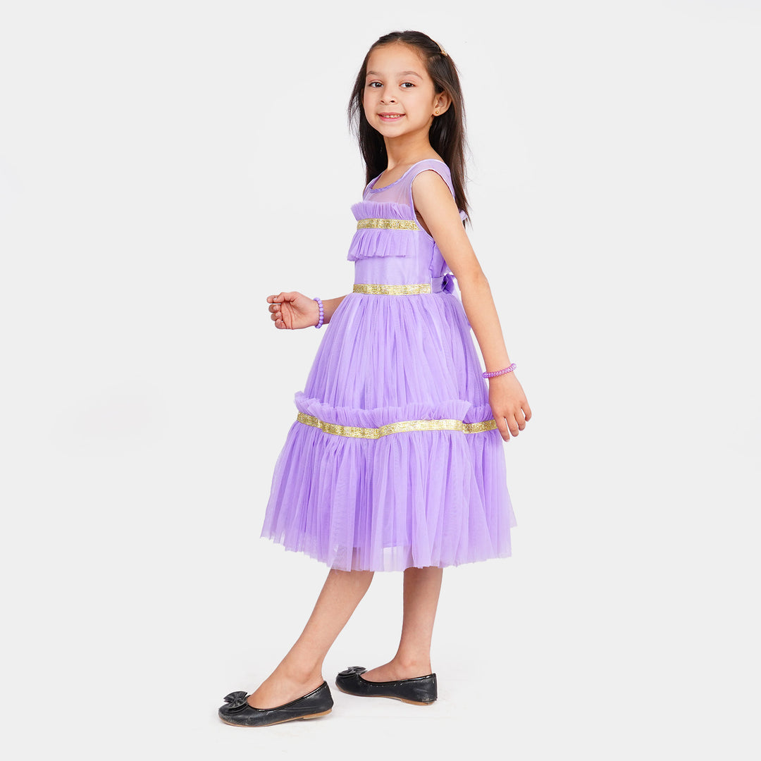 Girls Fancy Frock Ruffle - Purple