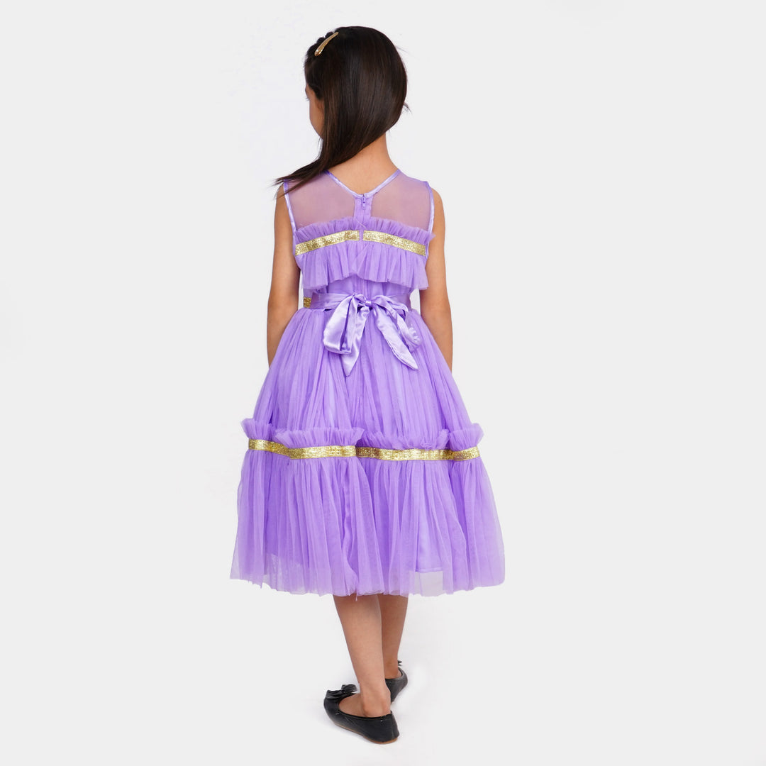 Girls Fancy Frock Ruffle - Purple