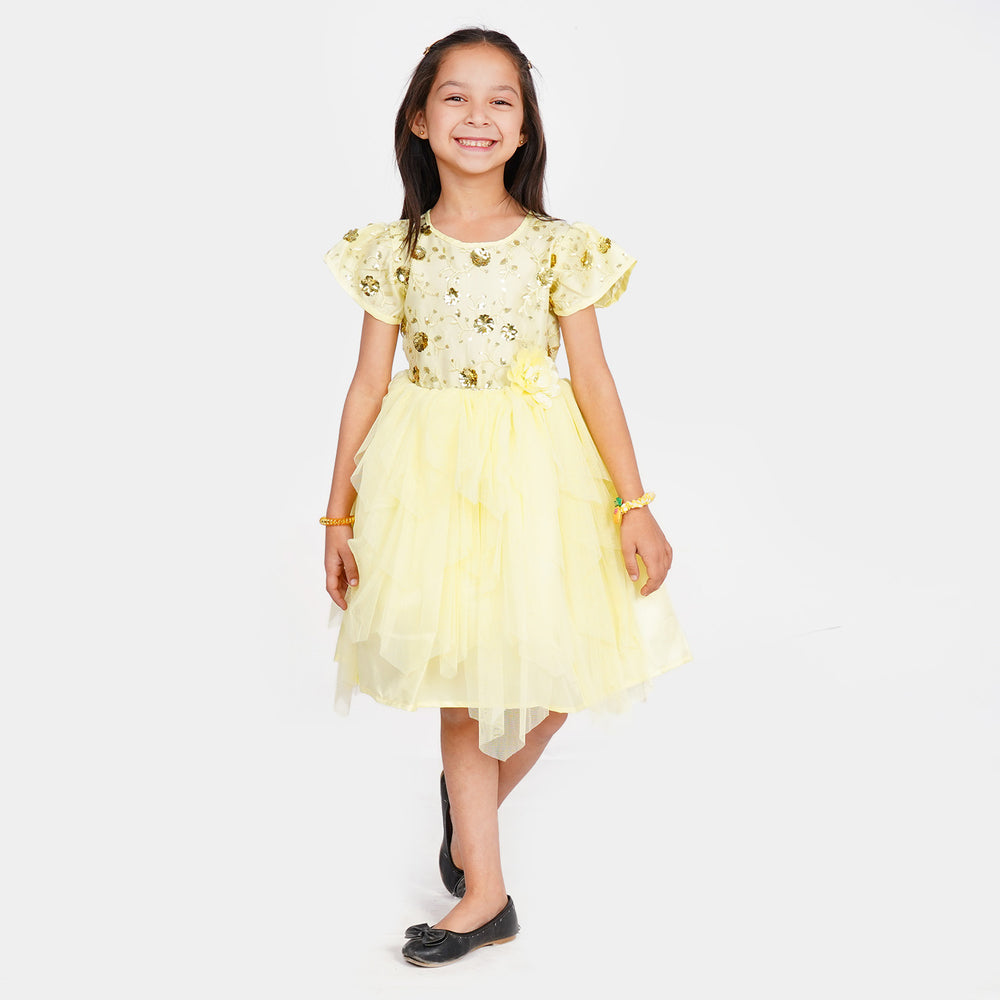 Girls Fancy Frock Sequins - Golden