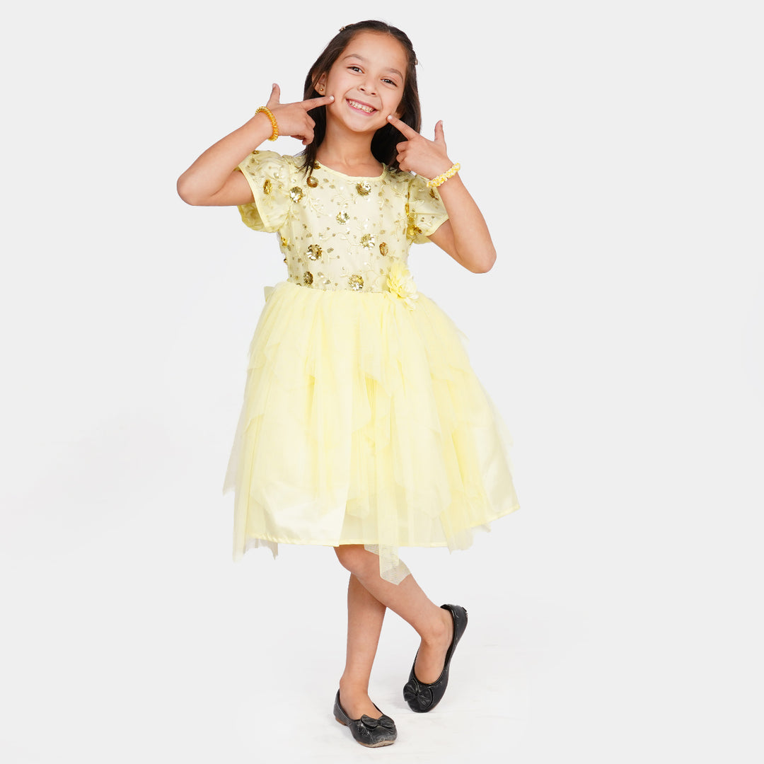 Girls Fancy Frock Sequins - Golden