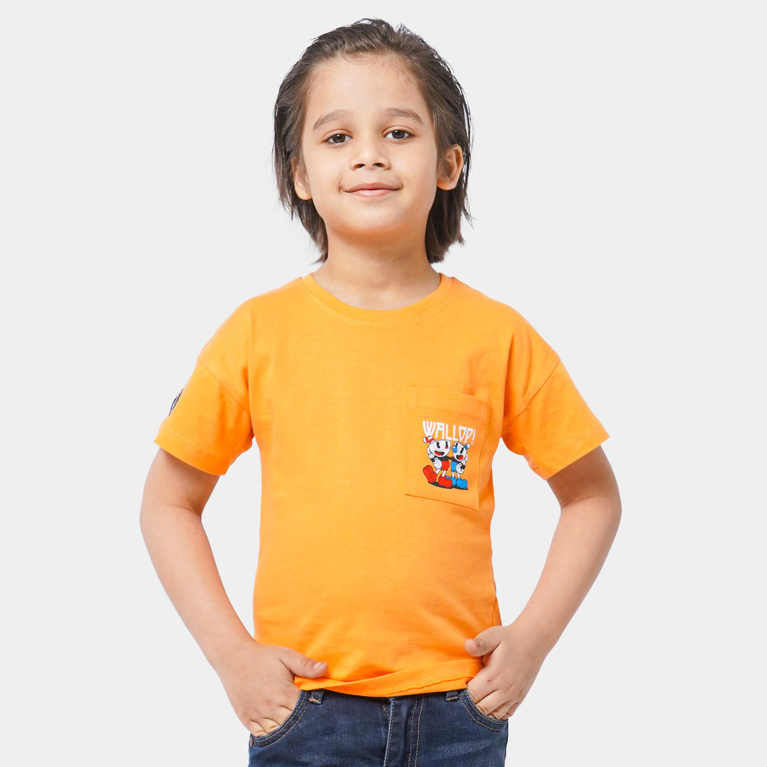 Boys Cotton T-Shirt Cuphead - Orange