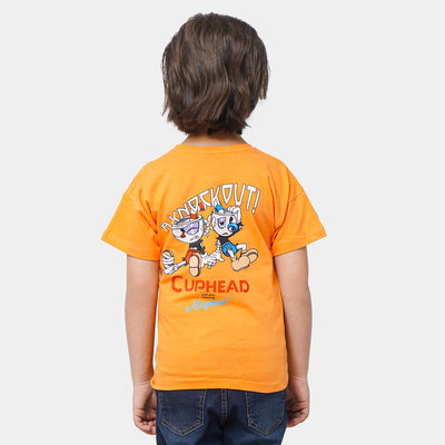 Boys Cotton T-Shirt Cuphead - Orange