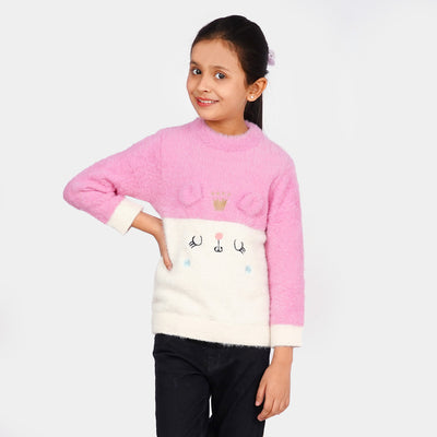 Girls Sweater Meow - Pink/White
