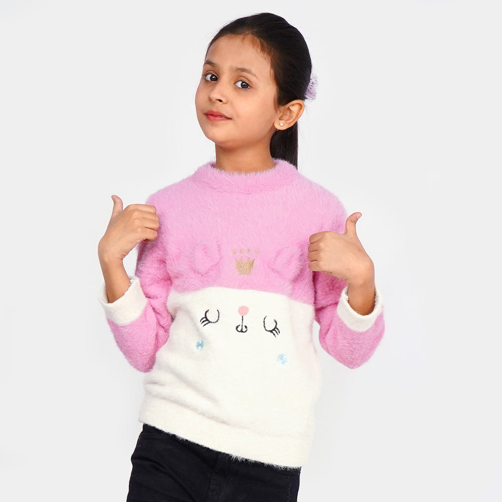 Girls Sweater Meow - Pink/White