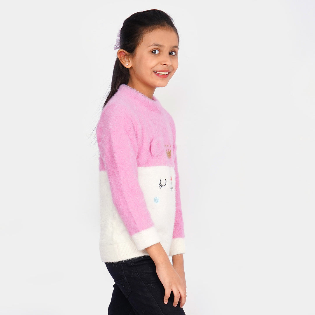 Girls Sweater Meow - Pink/White