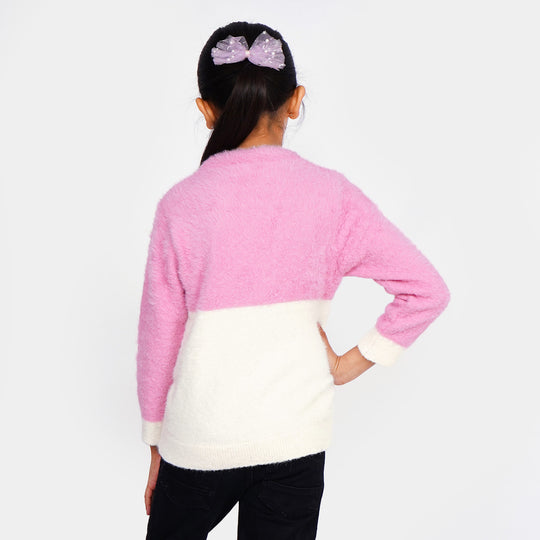 Girls Sweater Meow - Pink/White