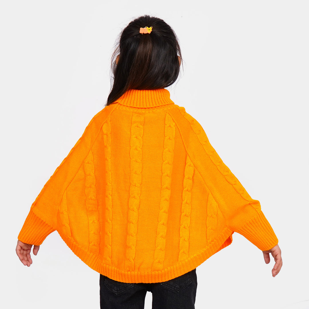 Girls Sweater Poncho Style - Mustard