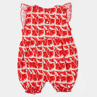 Infant Girls Woven Romper Aop Watermelon - Red