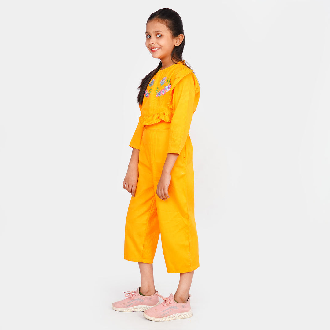 Girls EMB Jumpsuit Butterflies - Citrus