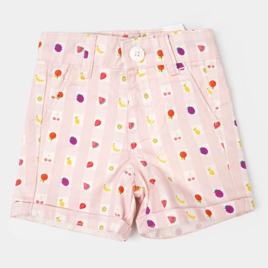 Infant Girls Cotton Short Fruit Party - Baby Pink