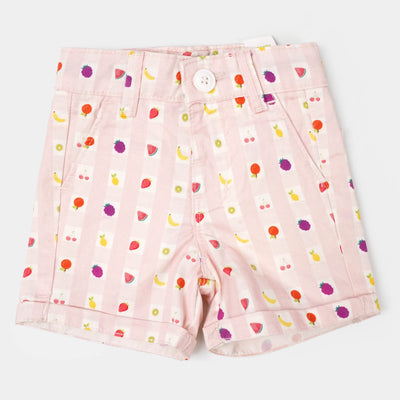 Infant Girls Cotton Short Fruit Party - Baby Pink