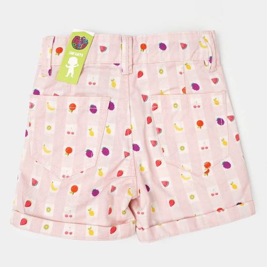 Infant Girls Cotton Short Fruit Party - Baby Pink