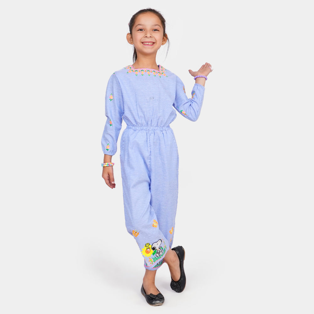 Girls EMB Jumpsuit Snoopy - Blue