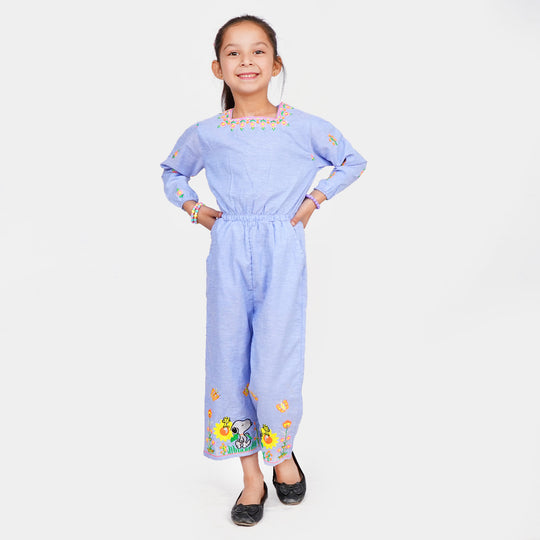 Girls EMB Jumpsuit Snoopy - Blue