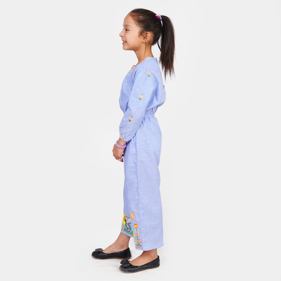 Girls EMB Jumpsuit Snoopy - Blue