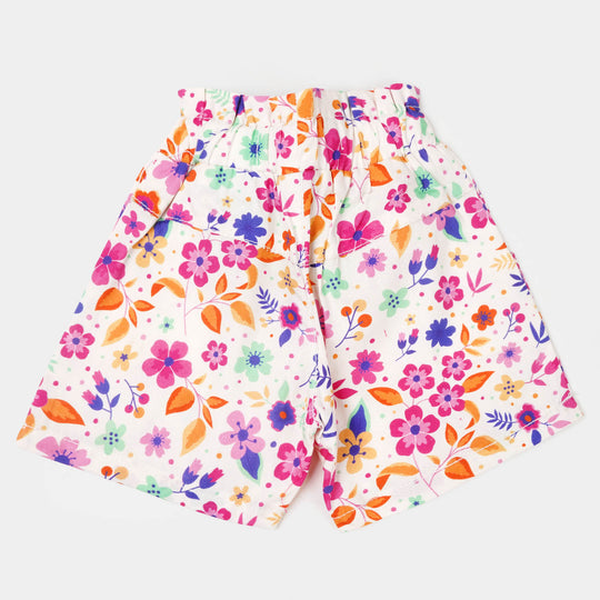 Infant Girls Cotton Short Flowers - White
