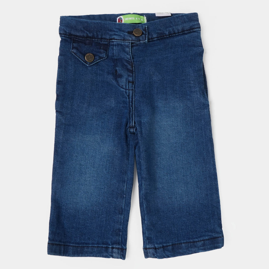 Infant Girls Denim Pant Flap - Mid Blue