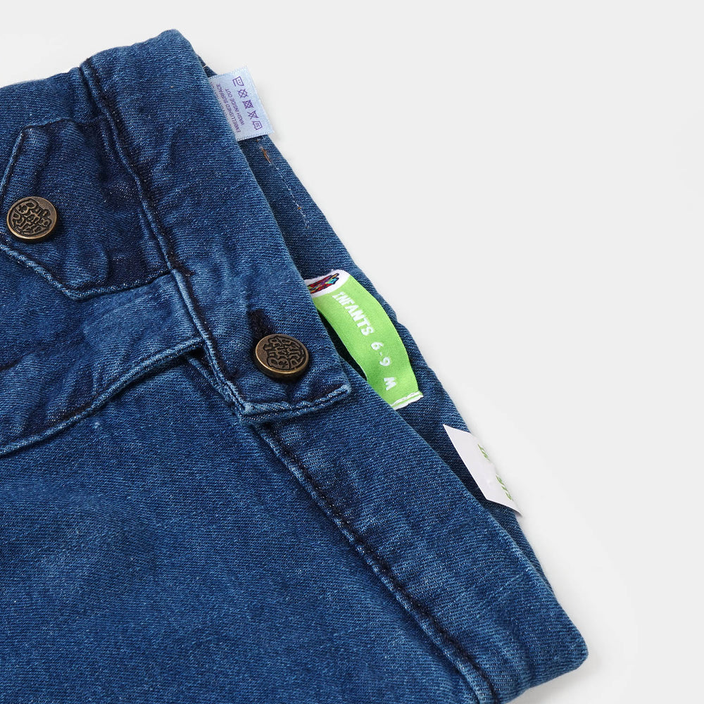 Infant Girls Denim Pant Flap - Mid Blue