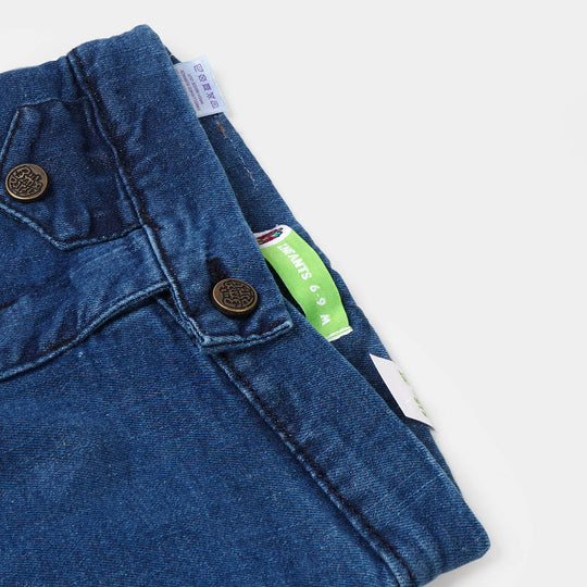 Infant Girls Denim Pant Flap - Mid Blue