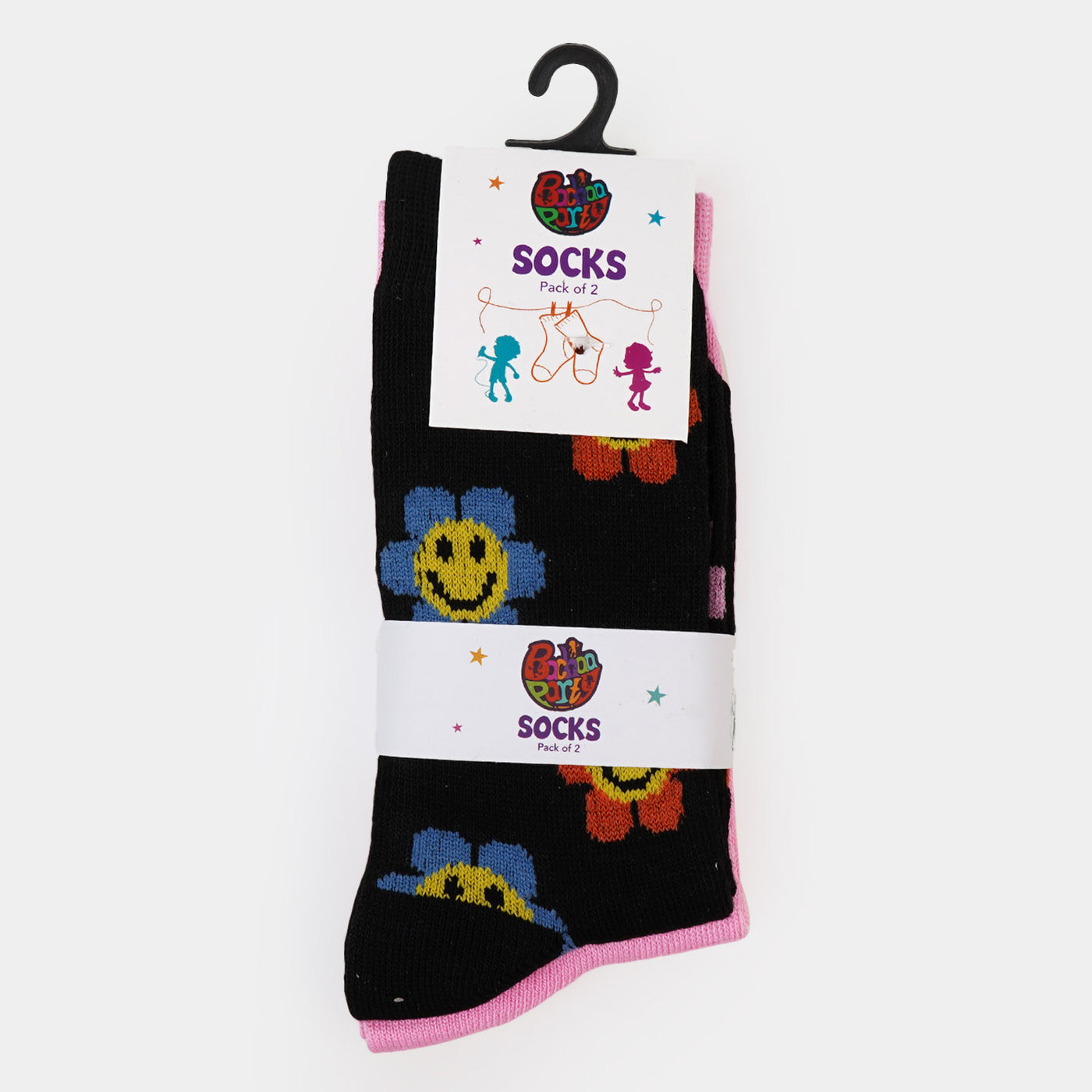 Girls Socks Pack of 2 Flower | Black