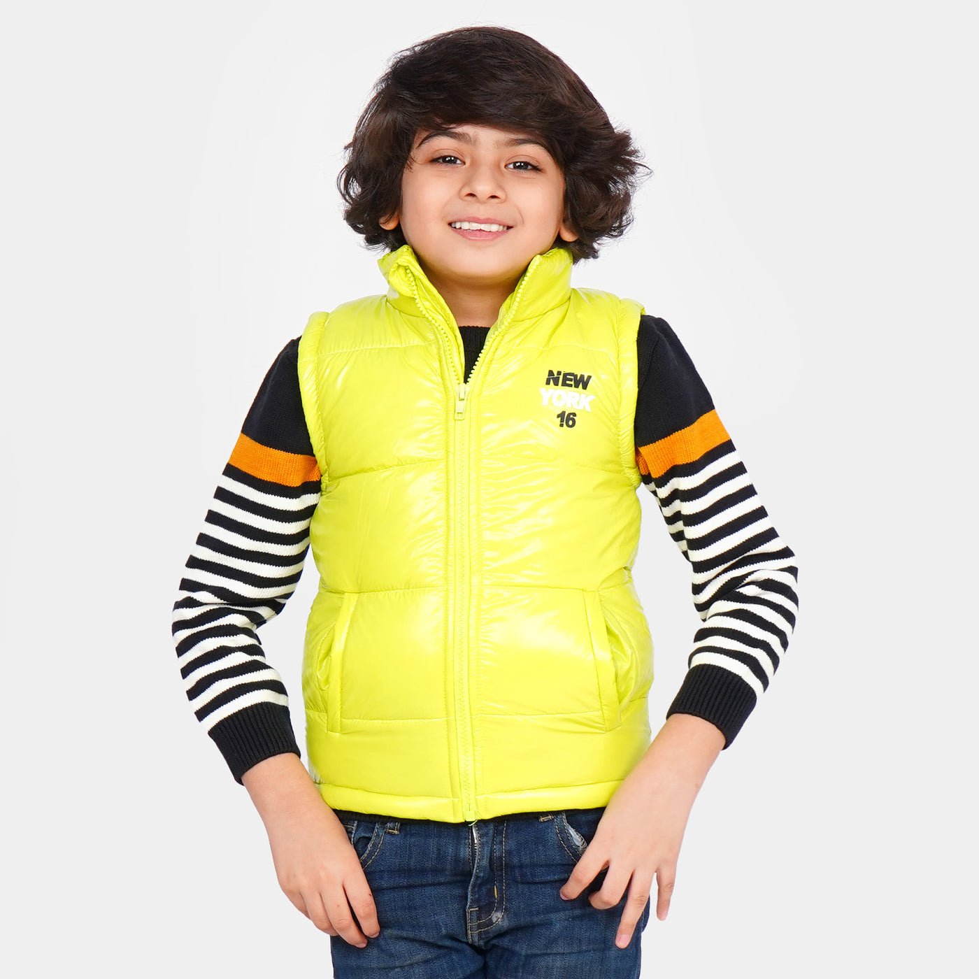 Boys Quilted Jacket New York - Neon Green