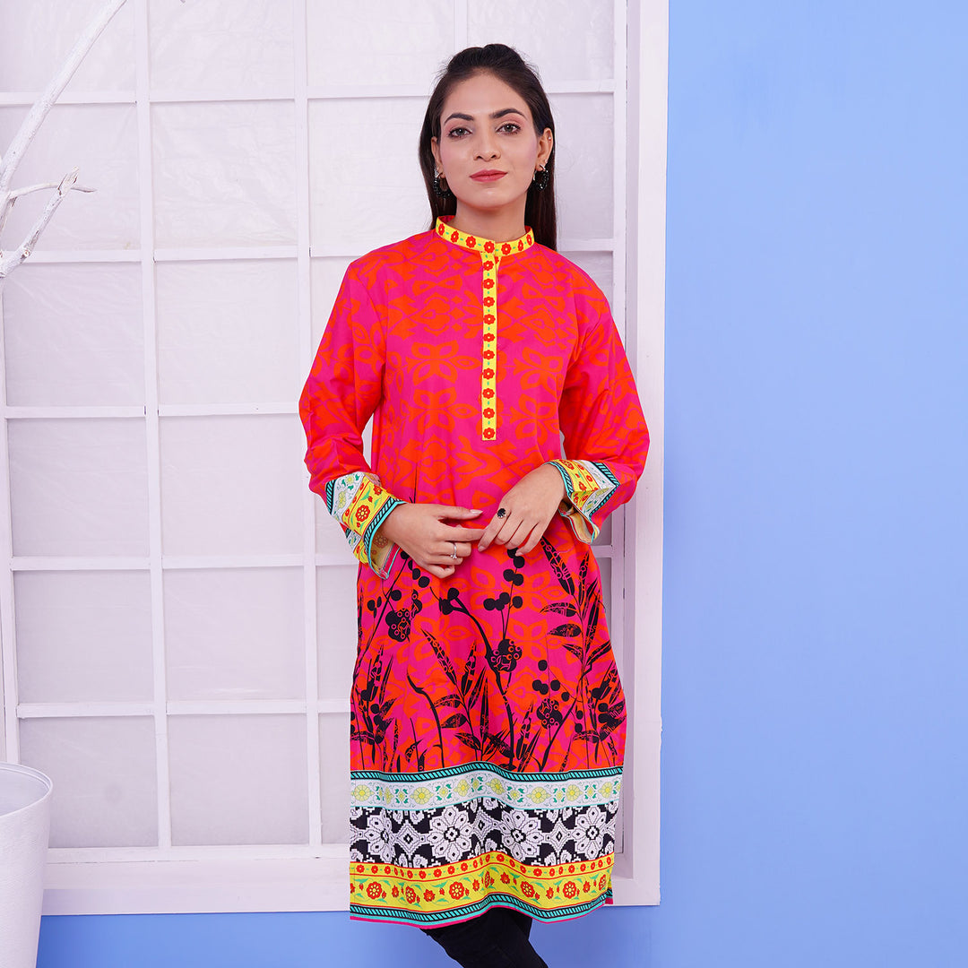 Teens Girl Digital Printed Kurti Tropical Land-Multi