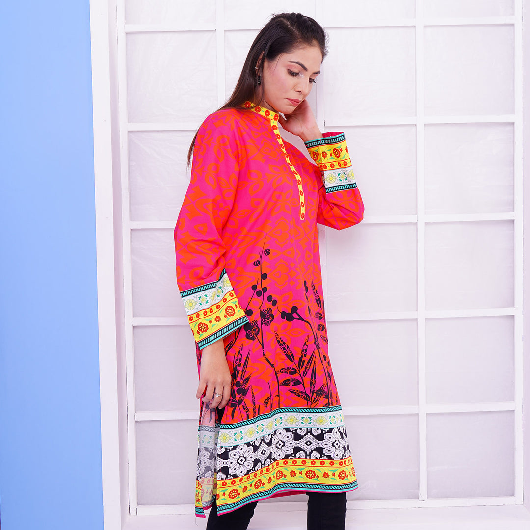 Teens Girl Digital Printed Kurti Tropical Land-Multi