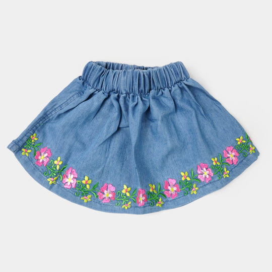 Infant Girls Denim Skirt Flower - Ice Blue