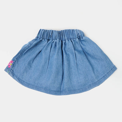 Infant Girls Denim Skirt Flower - Ice Blue