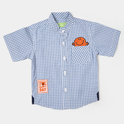 Infant Boys Cotton Casual Shirt Happy Today  - Checked