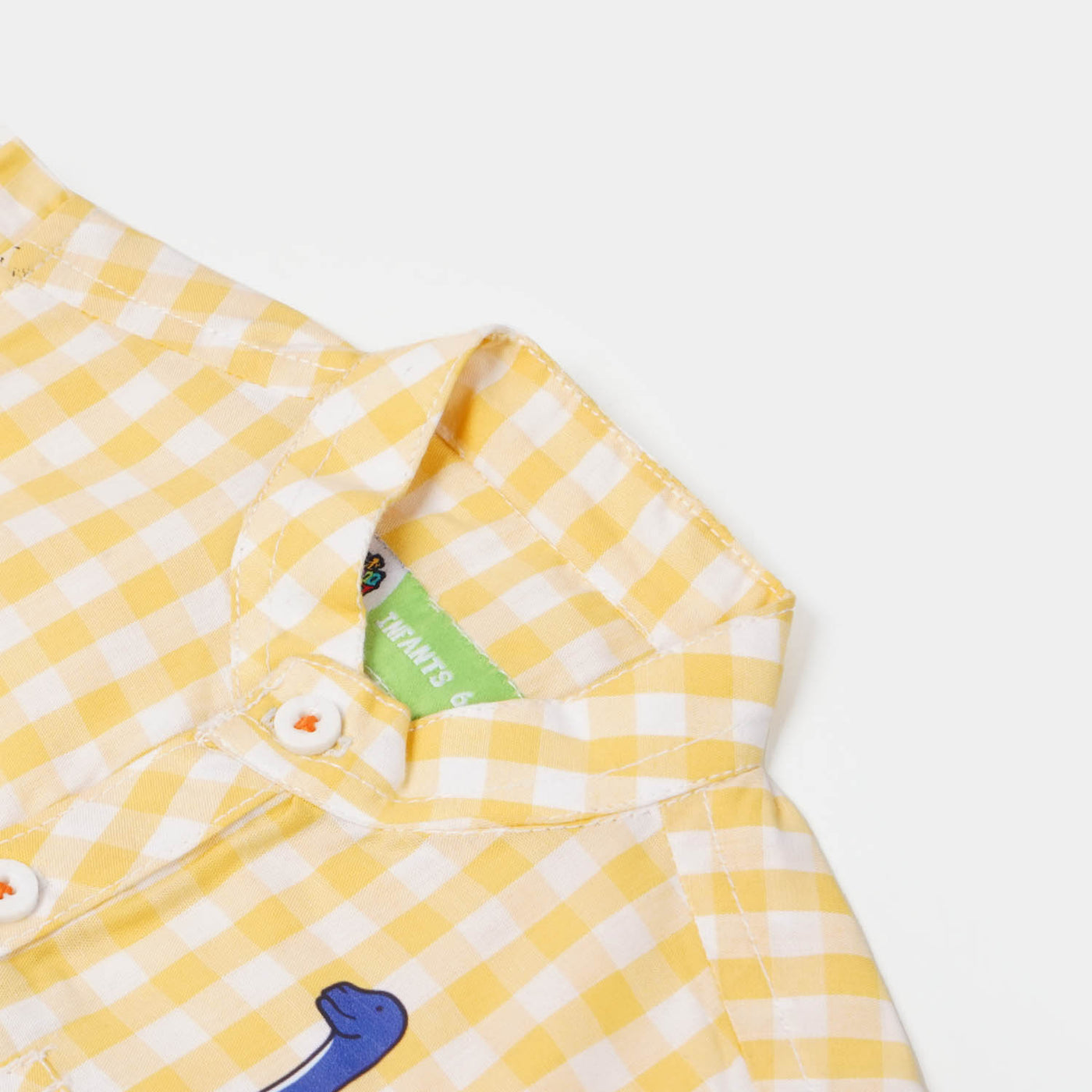 Infant Boys Cotton Casual Shirt Dino On Ride - Yellow Check