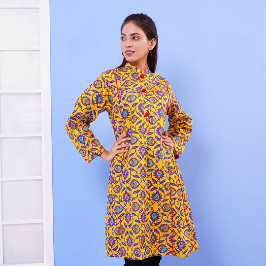 Teens Girls Digital Print Kurti Flower Paradise - Multi