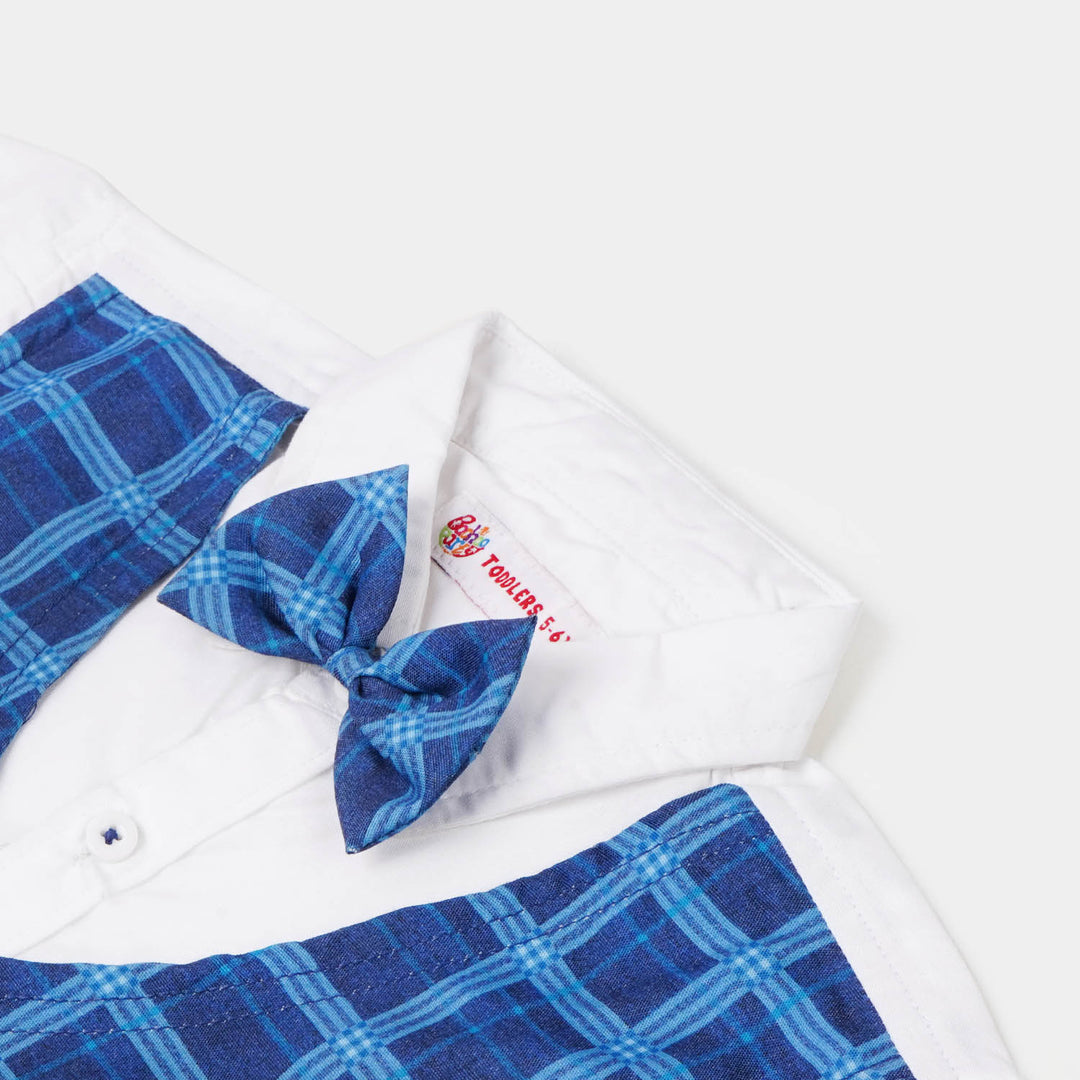Infant Boys Cotton Suit Check - Blue