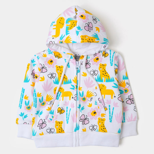 Infant Girls Jacket Lion - White