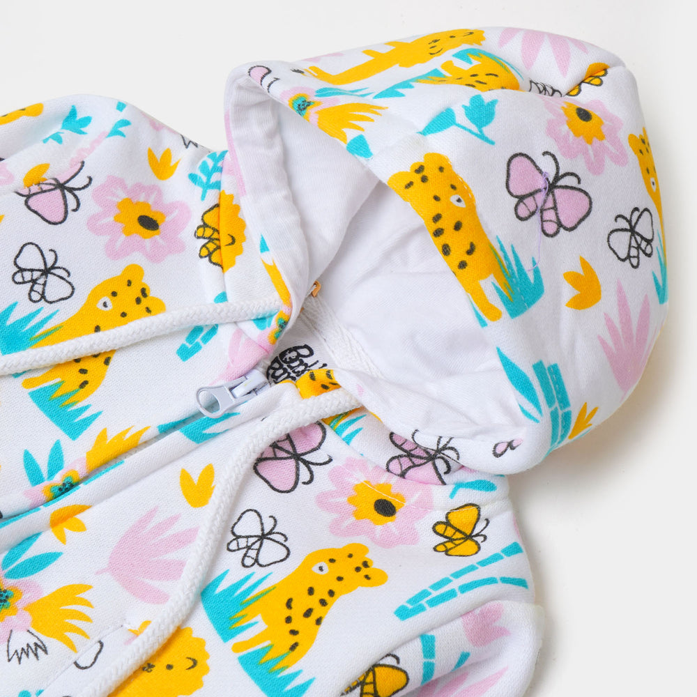 Infant Girls Jacket Lion - White